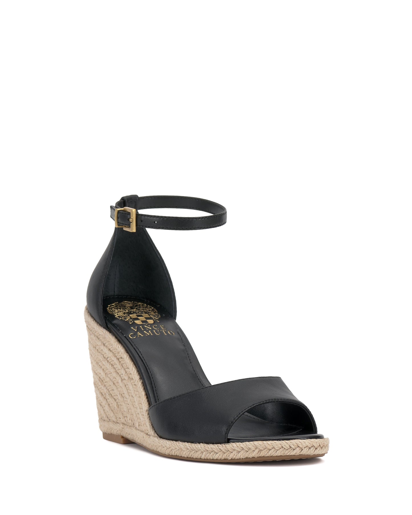 Vince Camuto Felyn Espadrille Wedge Sandal Black Leather