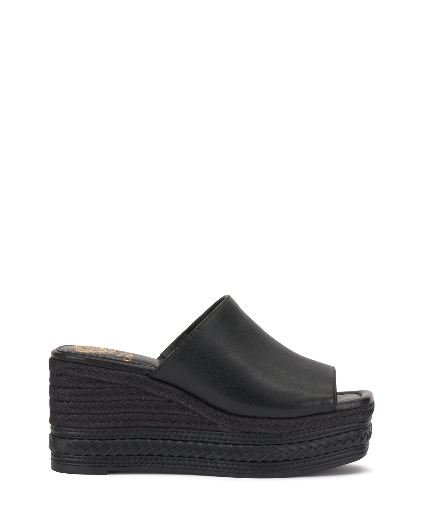 Vince Camuto Lierna Espadrille Wedge Sandal Black Leather