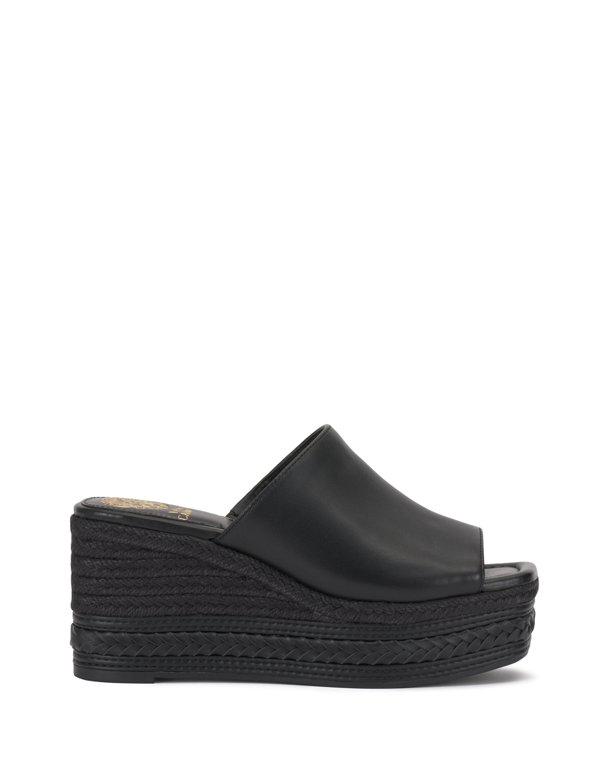 Vince Camuto Lierna Espadrille Wedge Sandal Black Leather