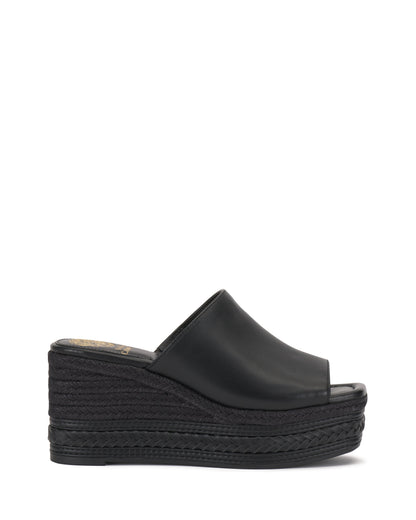 Vince Camuto Lierna Espadrille Wedge Sandal Black Leather