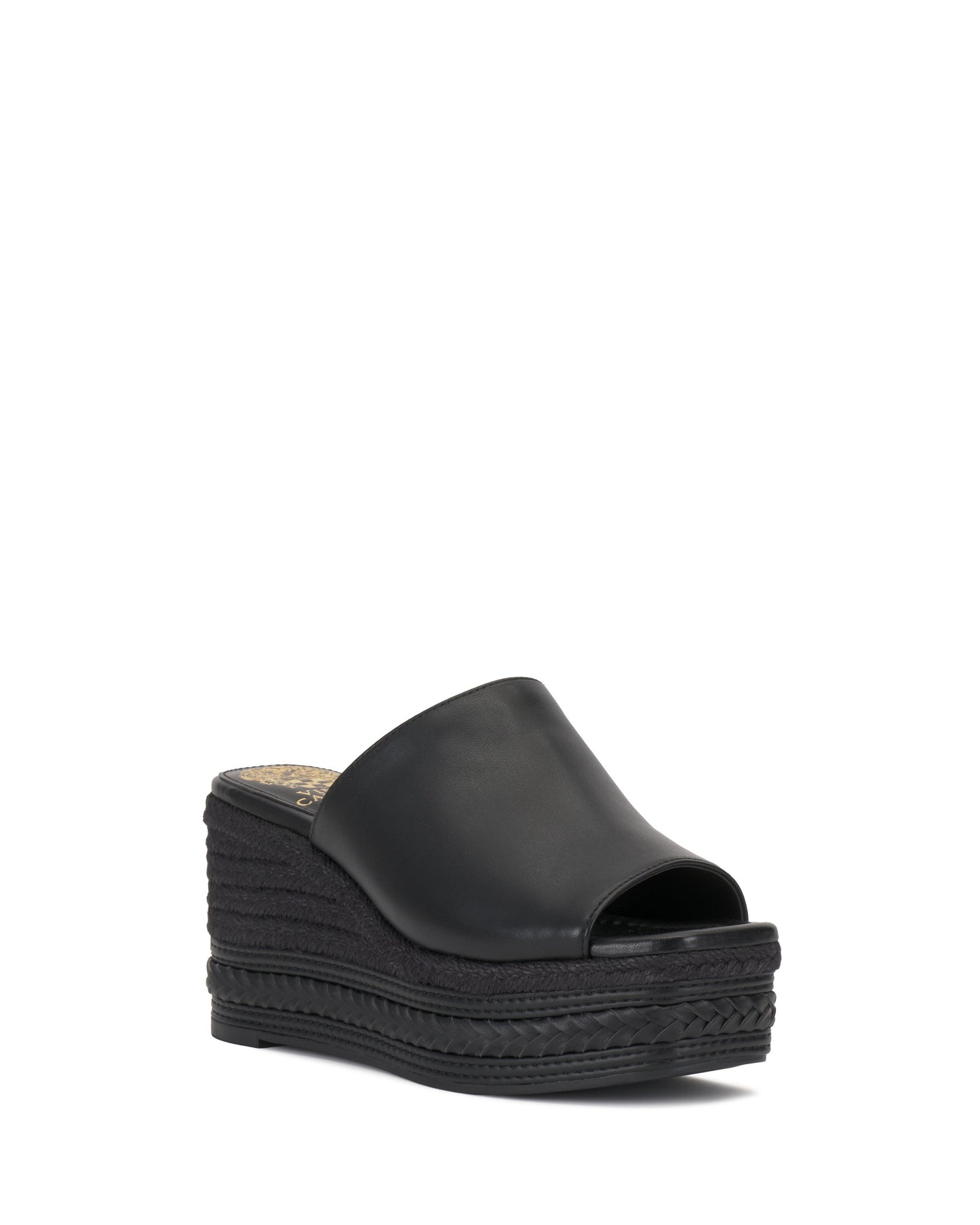 Vince Camuto Lierna Espadrille Wedge Sandal Black Leather
