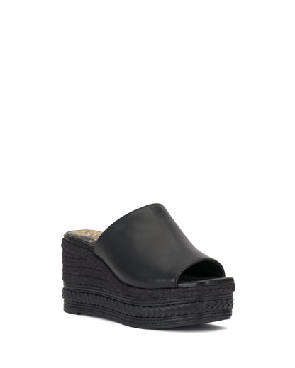 Vince Camuto Lierna Espadrille Wedge Sandal Black Leather