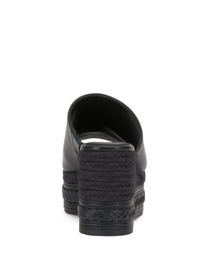Vince Camuto Lierna Espadrille Wedge Sandal Black Leather