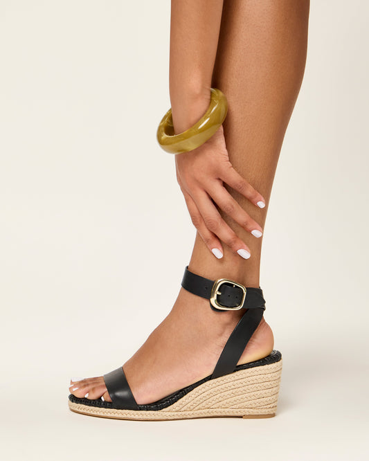 Vince Camuto Fainel Espadrille Wedge Sandal Black Leather