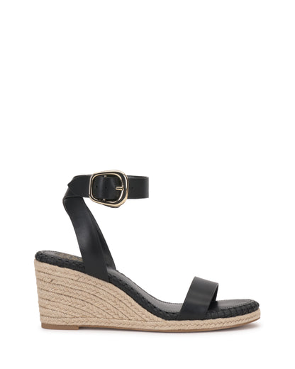 Vince Camuto Fainel Espadrille Wedge Sandal Black Leather