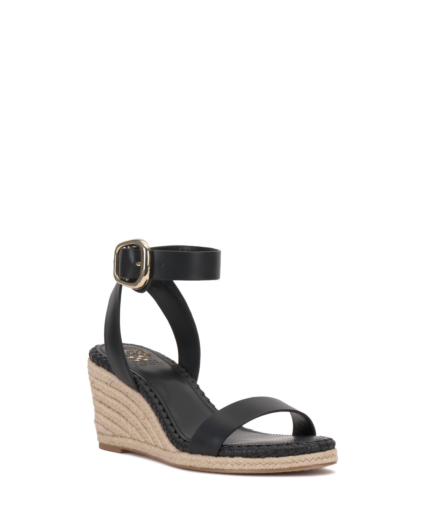 Vince Camuto Fainel Espadrille Wedge Sandal Black Leather