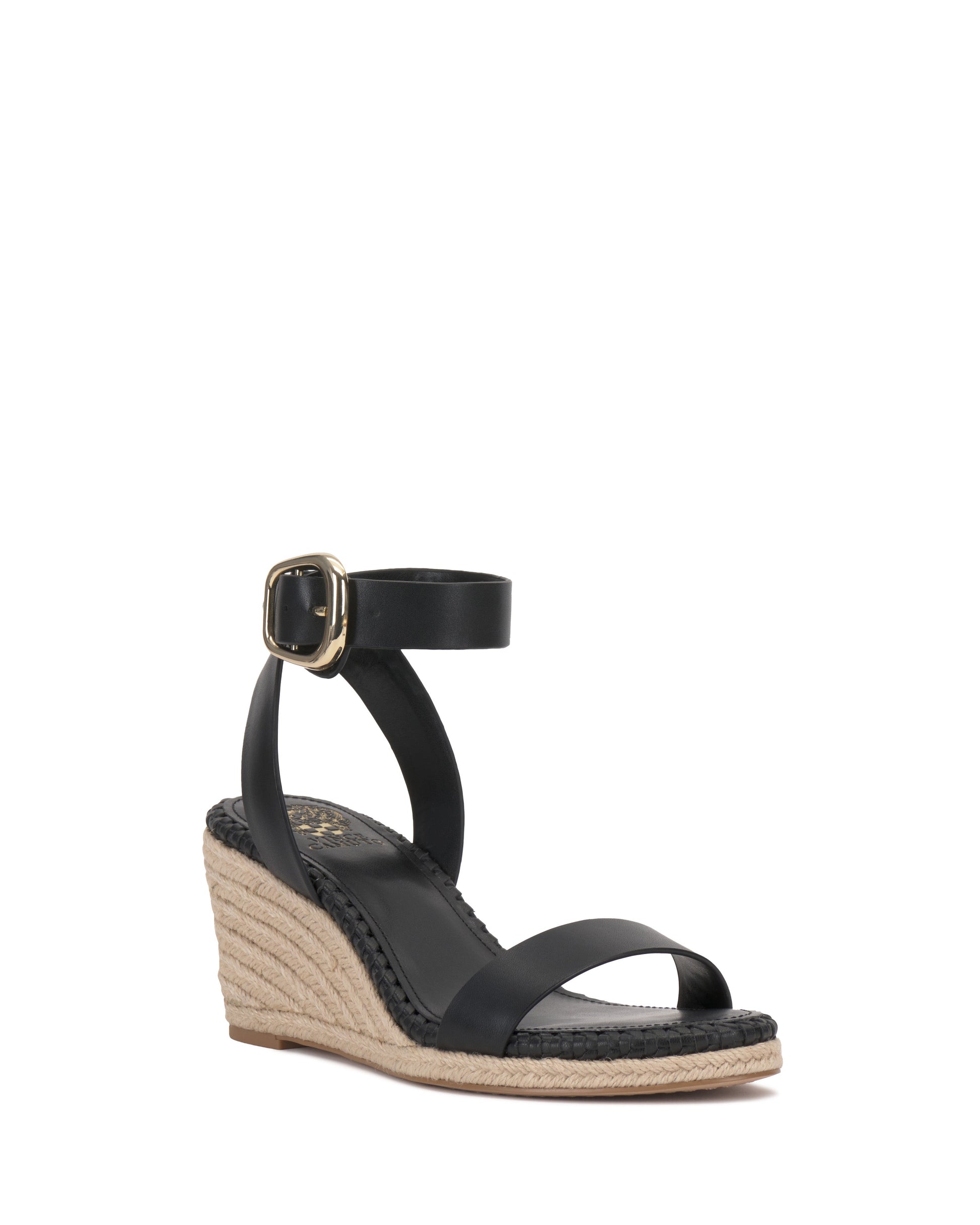 Vince Camuto Fainel Espadrille Wedge Sandal Black Leather