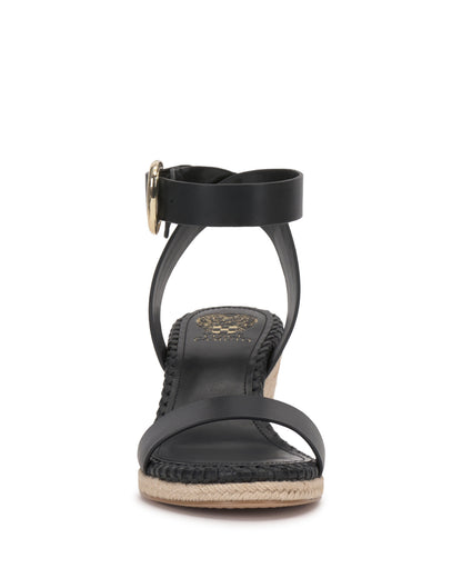Vince Camuto Fainel Espadrille Wedge Sandal Black Leather