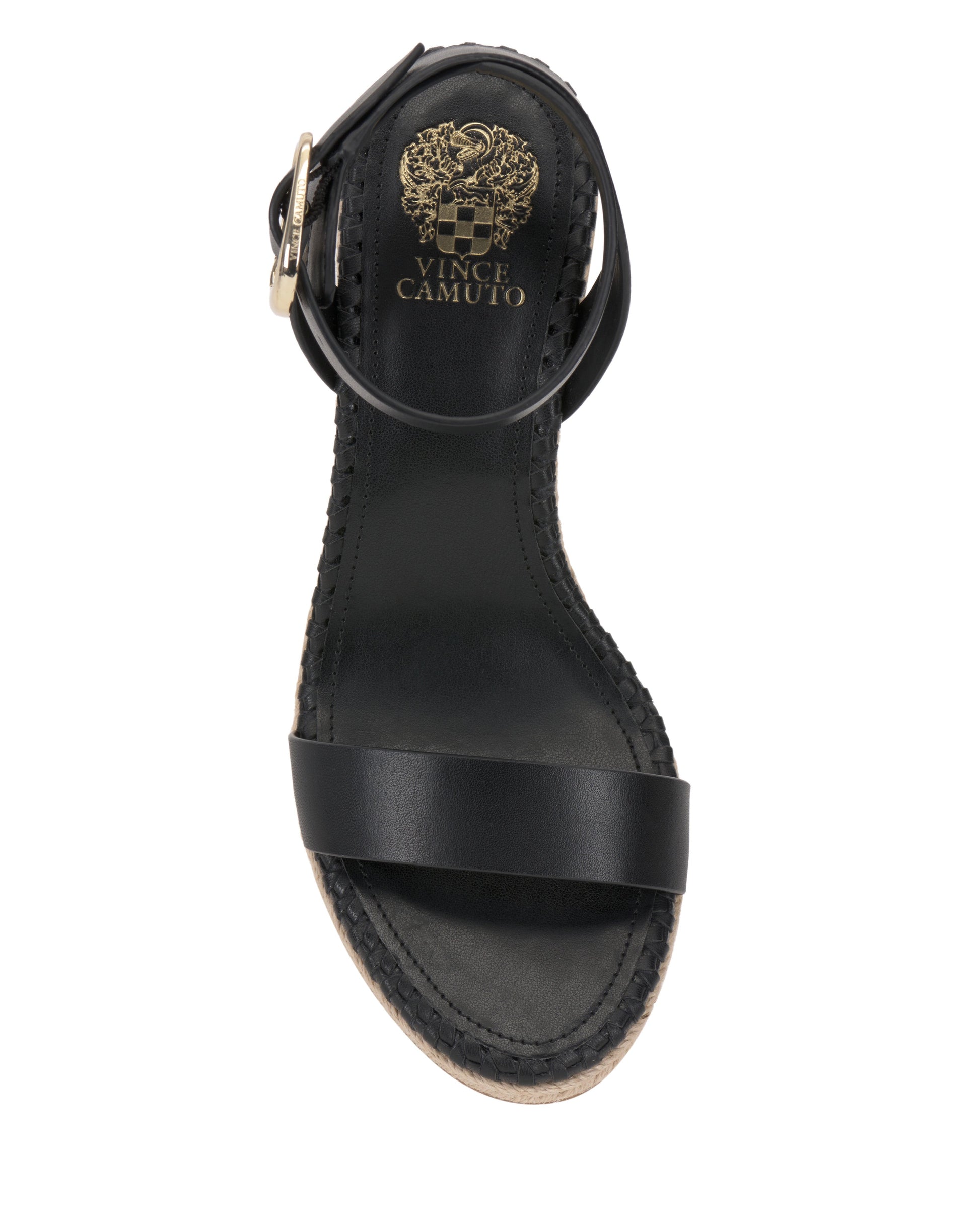 Vince Camuto Fainel Espadrille Wedge Sandal Black Leather