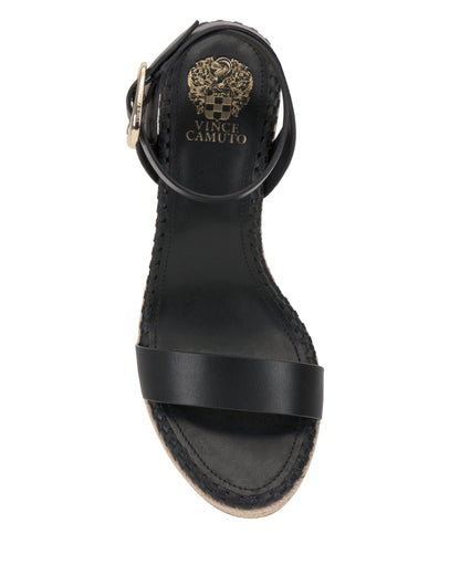 Vince Camuto Fainel Espadrille Wedge Sandal Black Leather