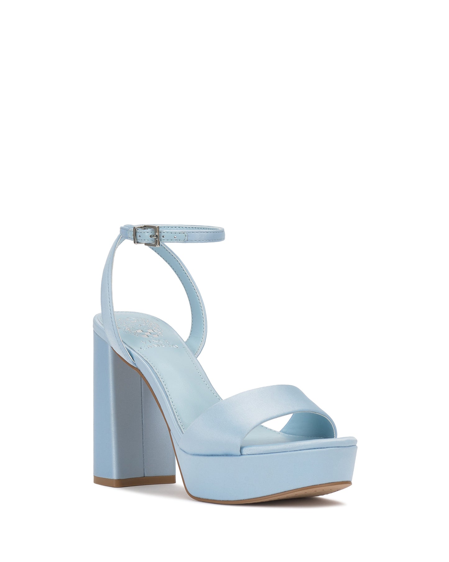 Vince Camuto Pendry Platform Sandal Light Blue Satin