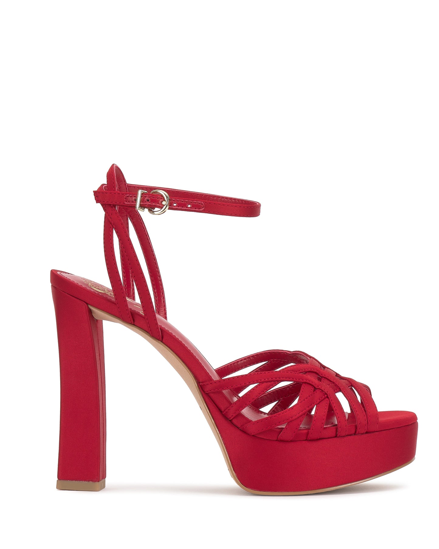 Vince Camuto Samlee Strappy Platform Sandal Flame Satin