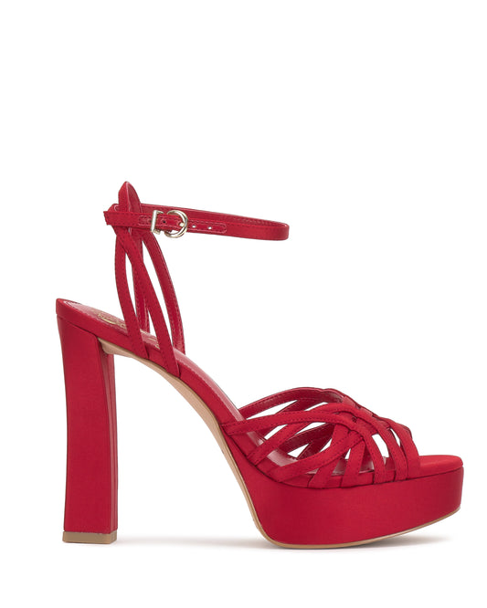 Vince Camuto Samlee Strappy Platform Sandal Flame Satin