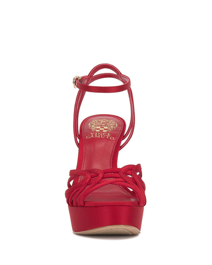 Vince Camuto Samlee Strappy Platform Sandal Flame Satin