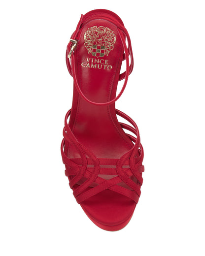 Vince Camuto Samlee Strappy Platform Sandal Flame Satin