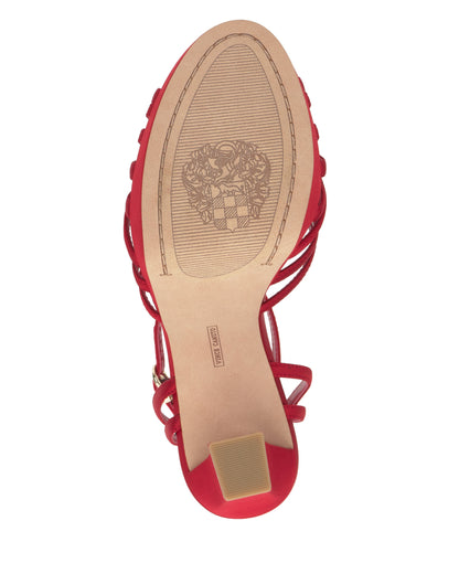 Vince Camuto Samlee Strappy Platform Sandal Flame Satin
