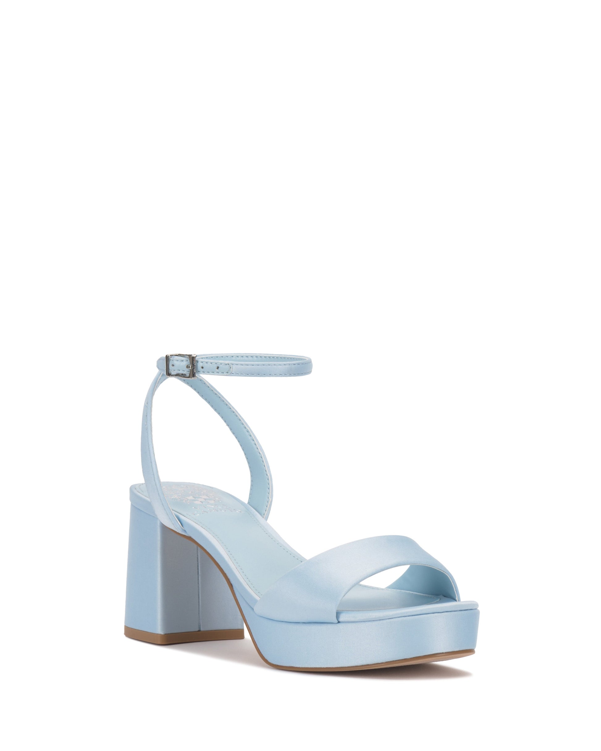 Vince Camuto Pendreya Platform Sandal Light Blue Satin