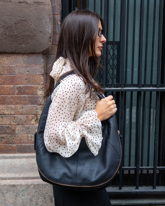 Vince Camuto Kaela Hobo Bag Black Leather