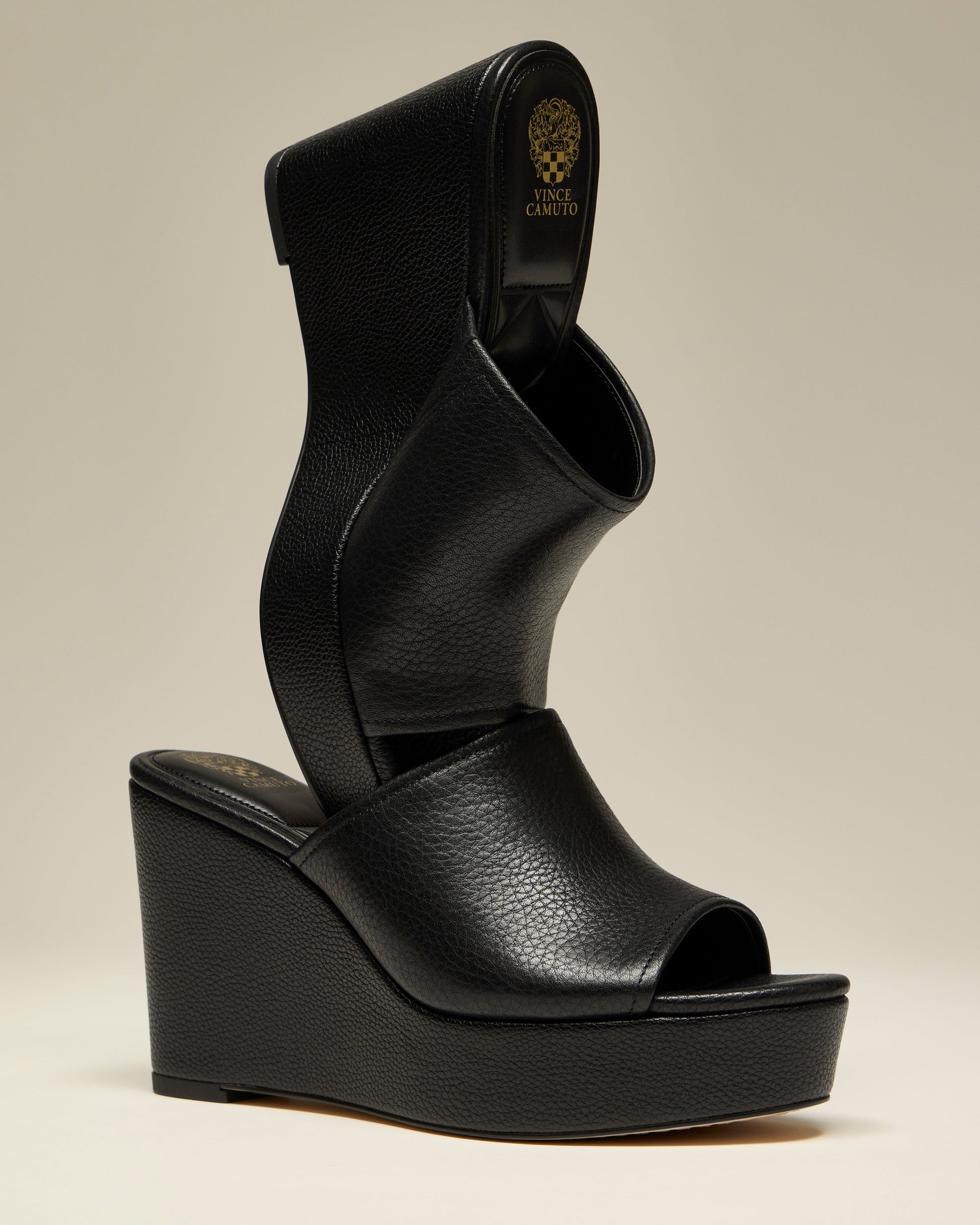 Vince Camuto Etta Wedge Sandal Black Leather