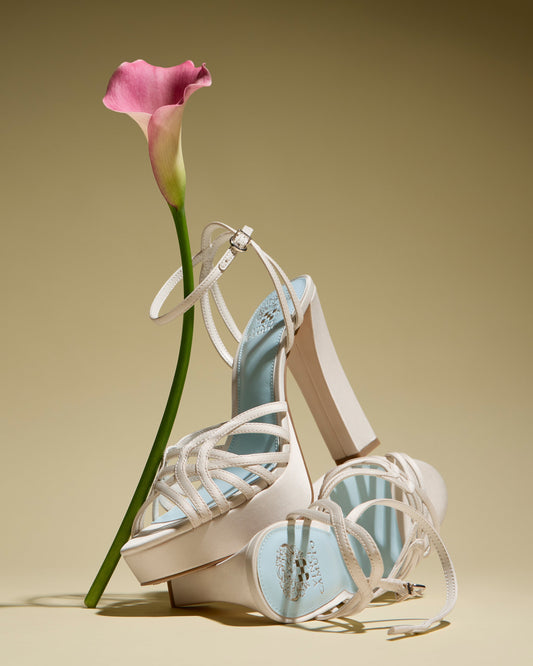 Vince Camuto Samlee Strappy Platform Sandal Milk Satin