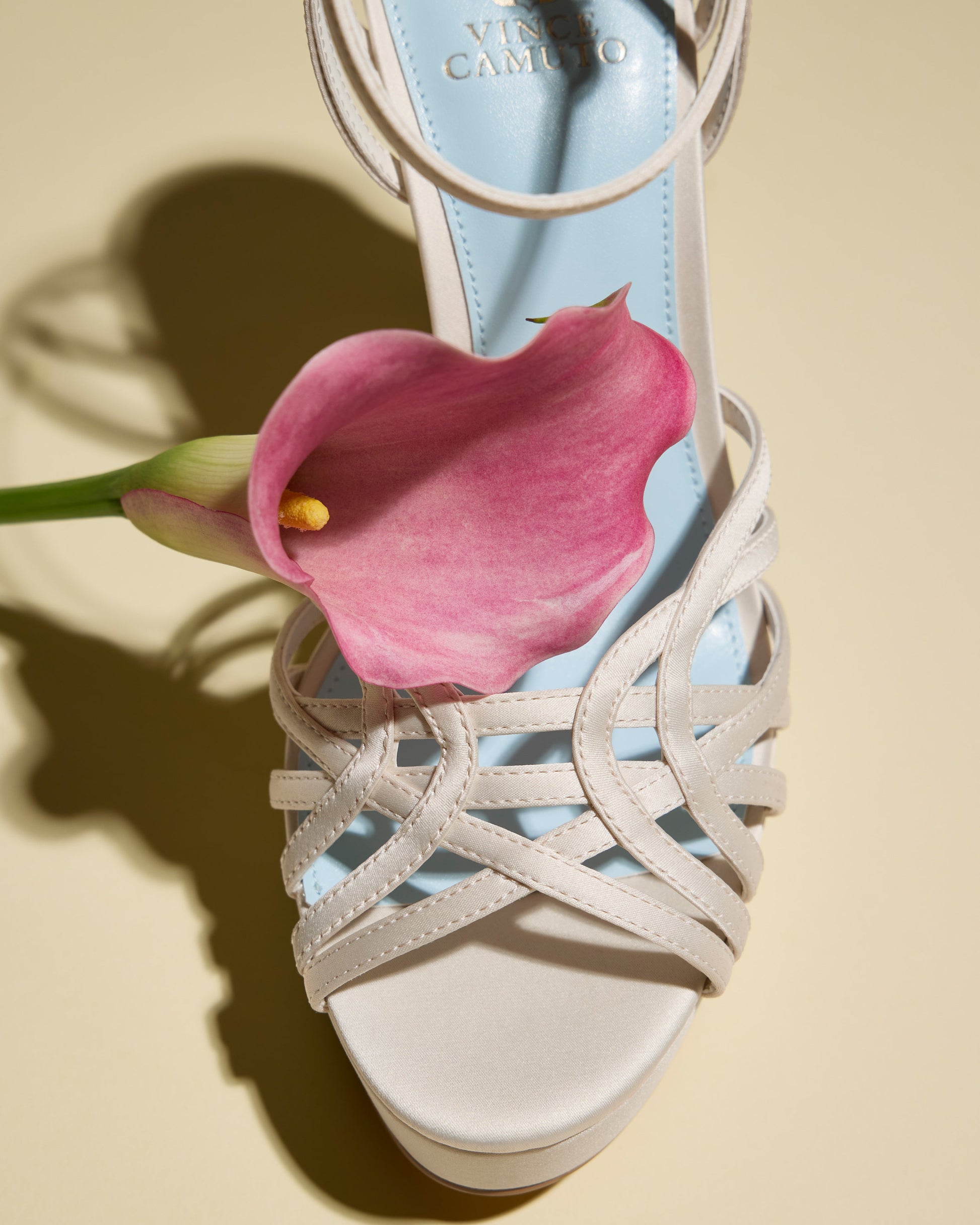 Vince Camuto Samlee Strappy Platform Sandal Milk Satin