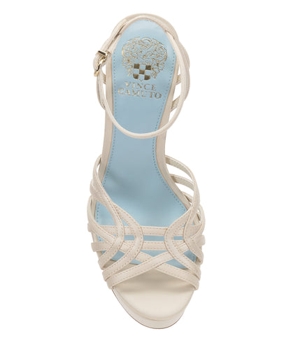 Vince Camuto Samlee Strappy Platform Sandal Milk Satin