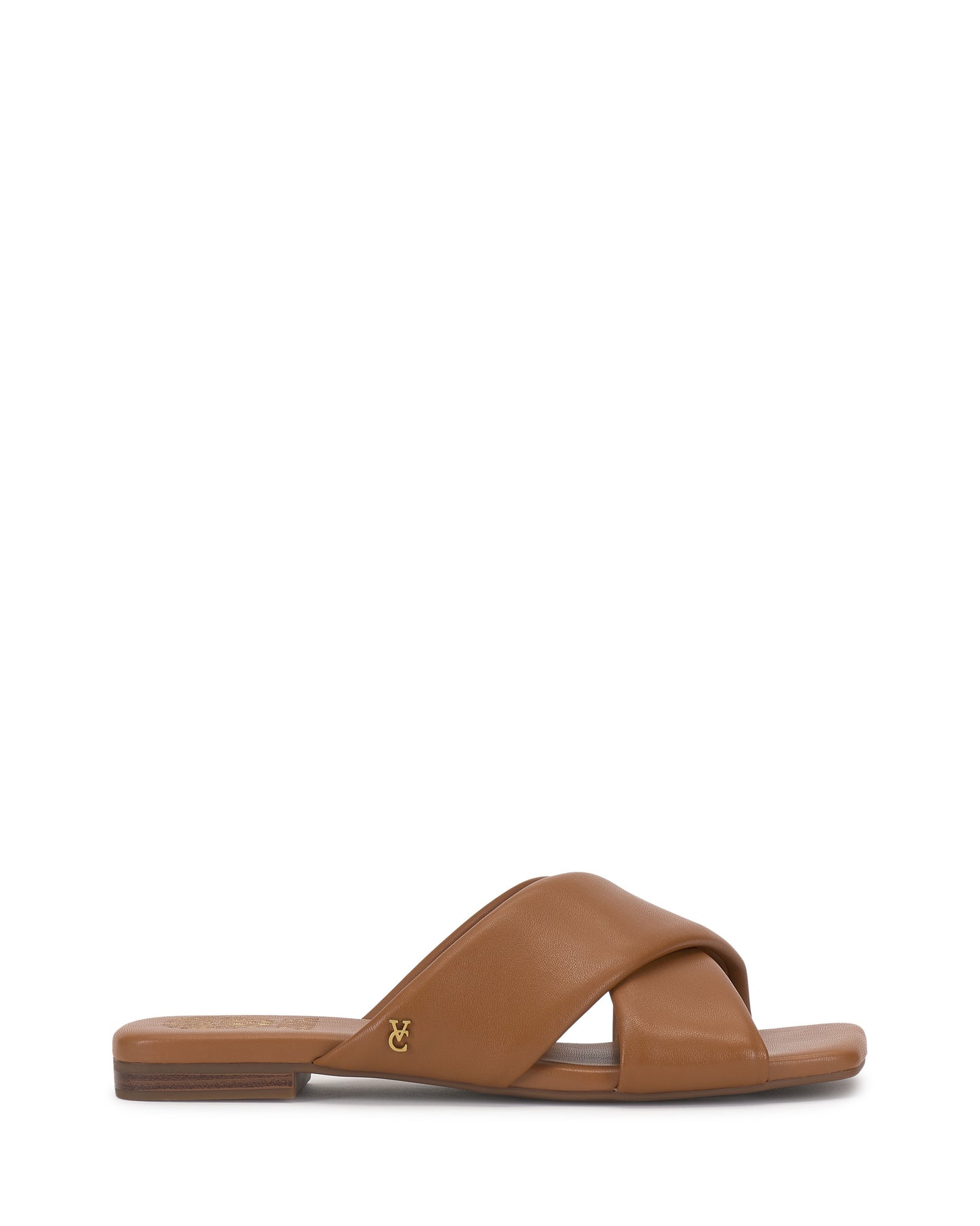 Vince Camuto Adisey Cross-Band Sandal Golden Walnut Leather