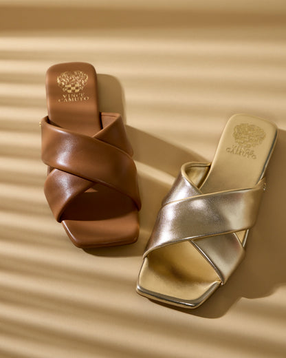 Vince Camuto Adisey Cross-Band Sandal Golden Walnut Leather