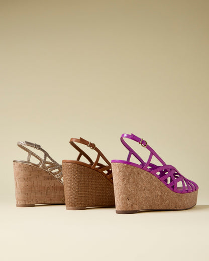 Vince Camuto Elody Wedge Sandal Golden Walnut Leather