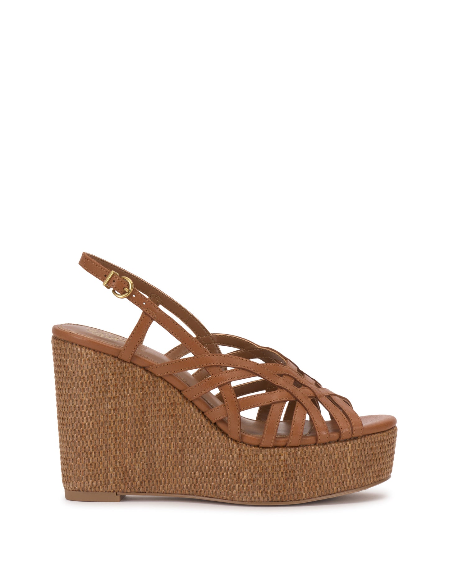 Vince Camuto Elody Wedge Sandal Golden Walnut Leather