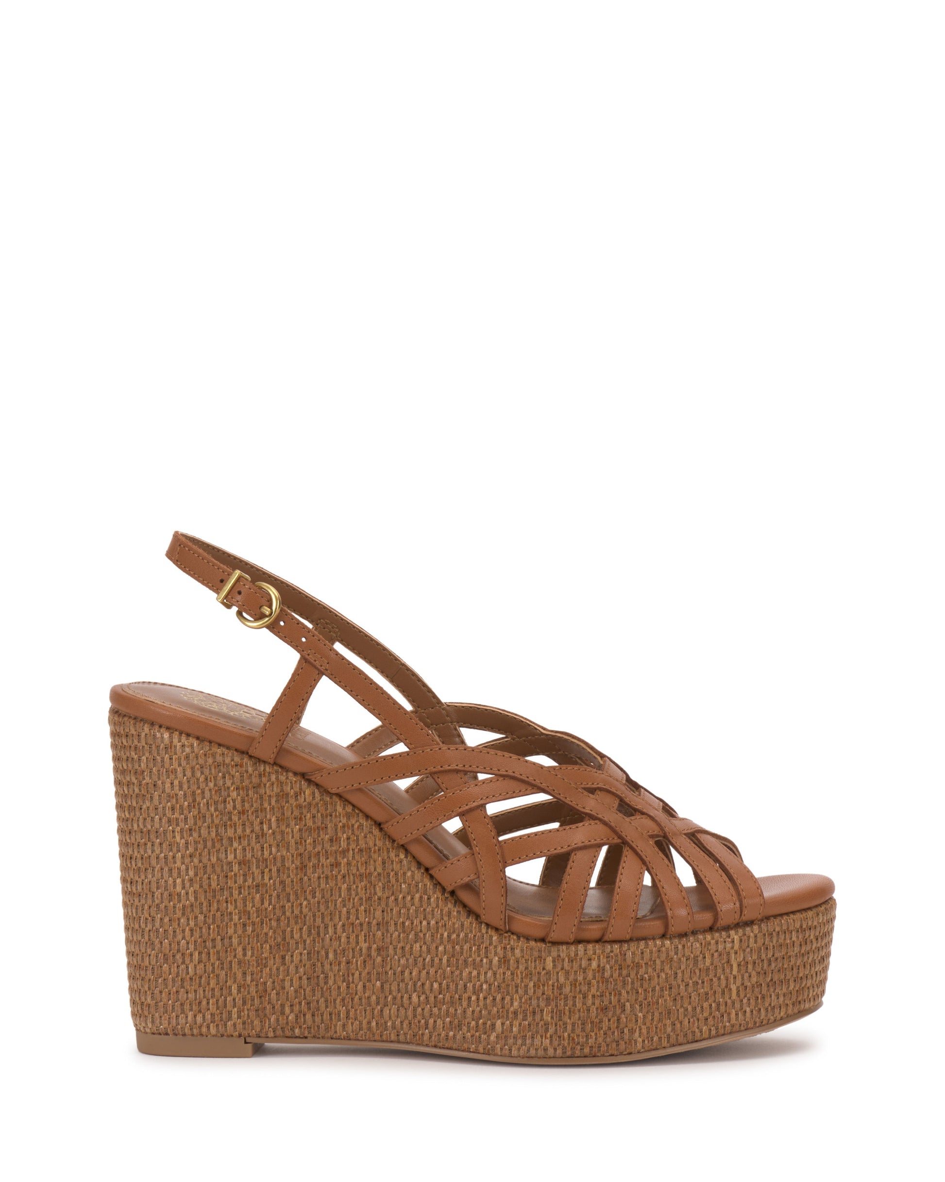 Vince Camuto Elody Wedge Sandal Golden Walnut Leather