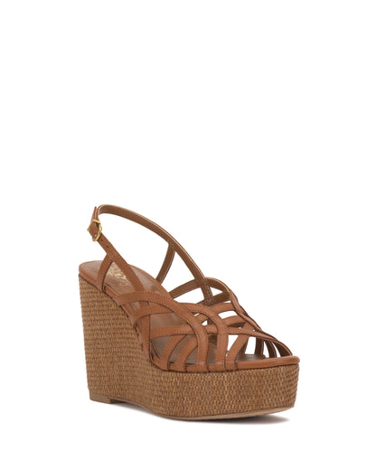 Vince Camuto Elody Wedge Sandal Golden Walnut Leather