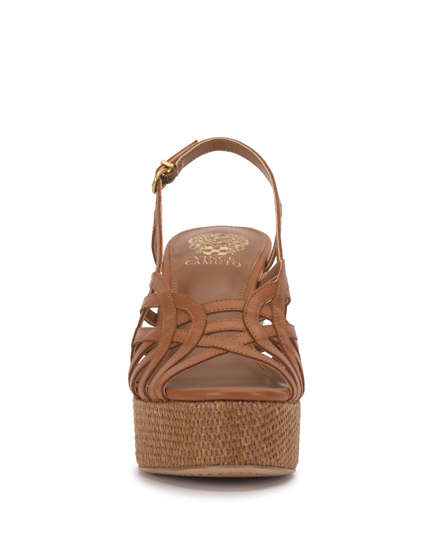 Vince Camuto Elody Wedge Sandal Golden Walnut Leather