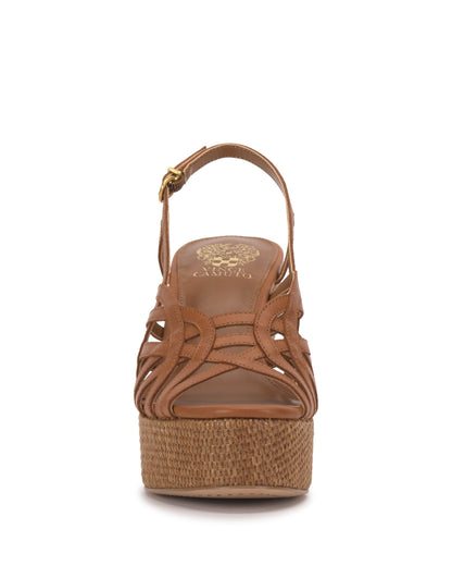 Vince Camuto Elody Wedge Sandal Golden Walnut Leather