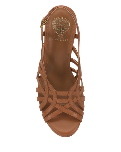 Vince Camuto Elody Wedge Sandal Golden Walnut Leather