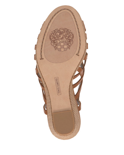 Vince Camuto Elody Wedge Sandal Golden Walnut Leather