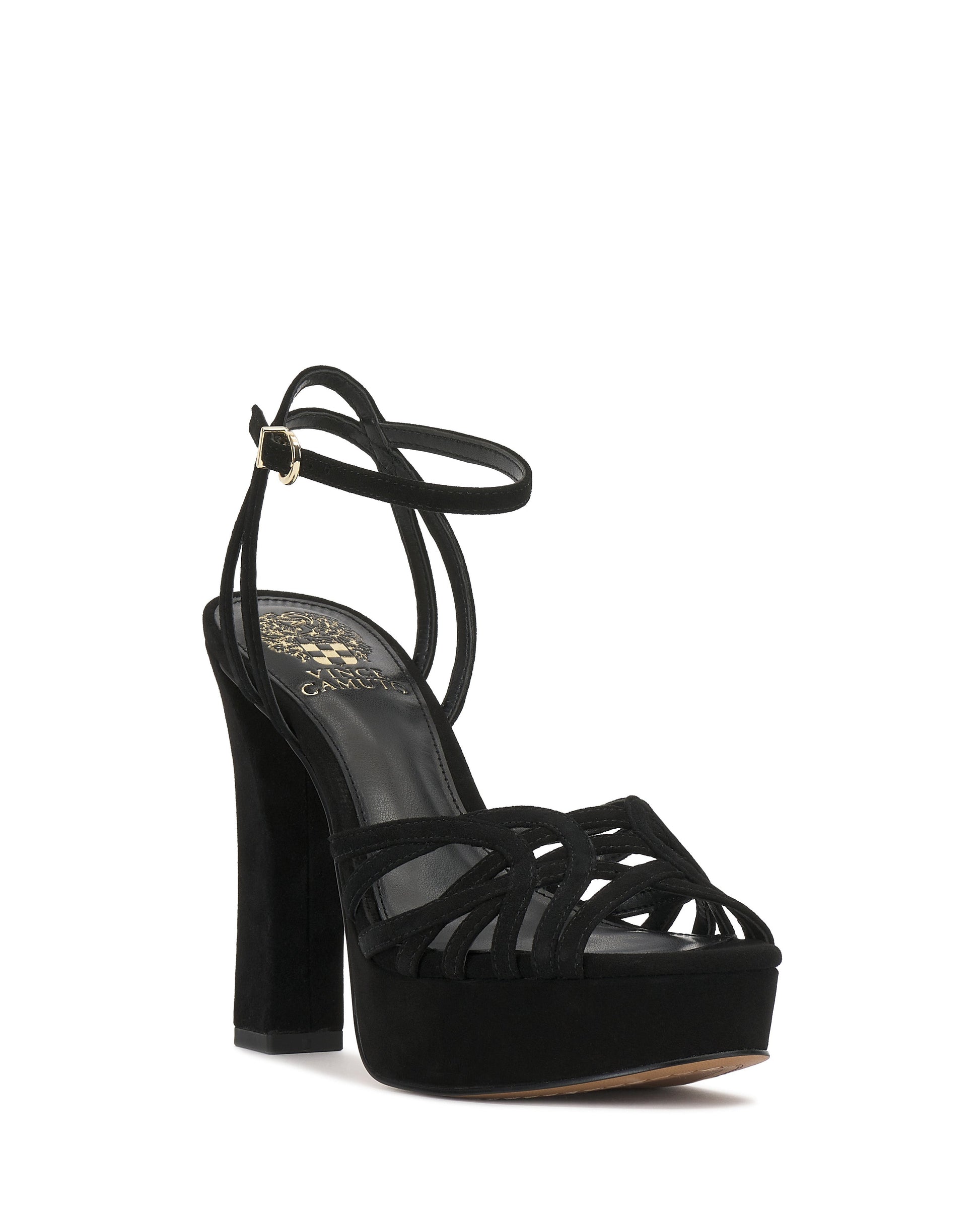 Vince Camuto Samlee Strappy Platform Sandal Black Suede