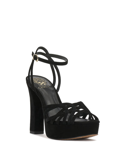 Vince Camuto Samlee Strappy Platform Sandal Black Suede
