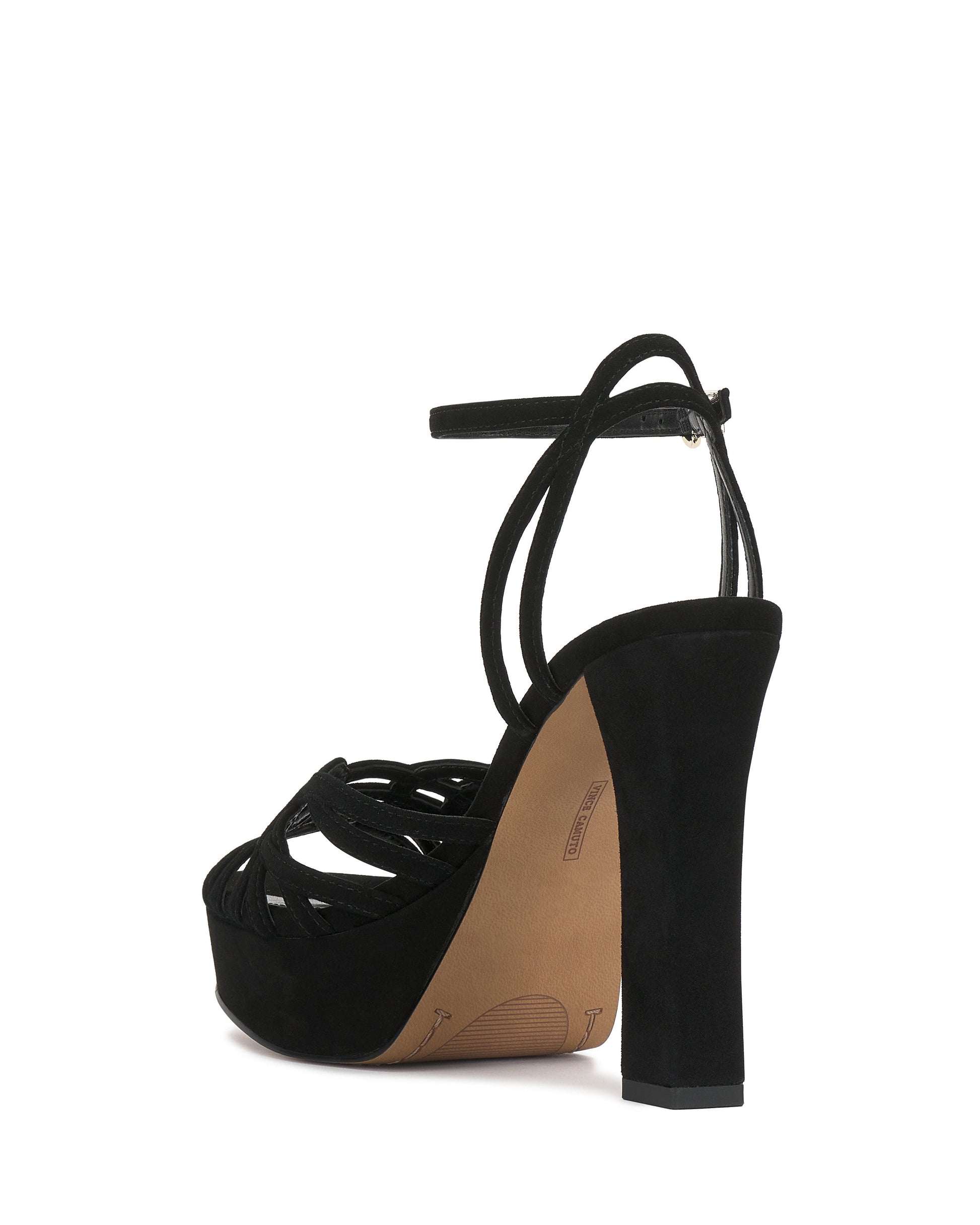 Vince Camuto Samlee Strappy Platform Sandal Black Suede
