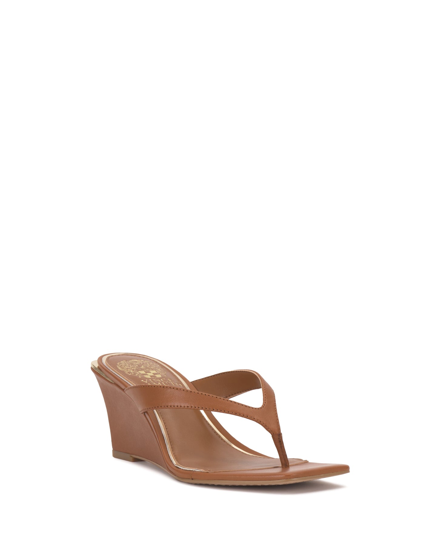 Vince Camuto Cianna Wedge Sandal Golden Walnut Leather
