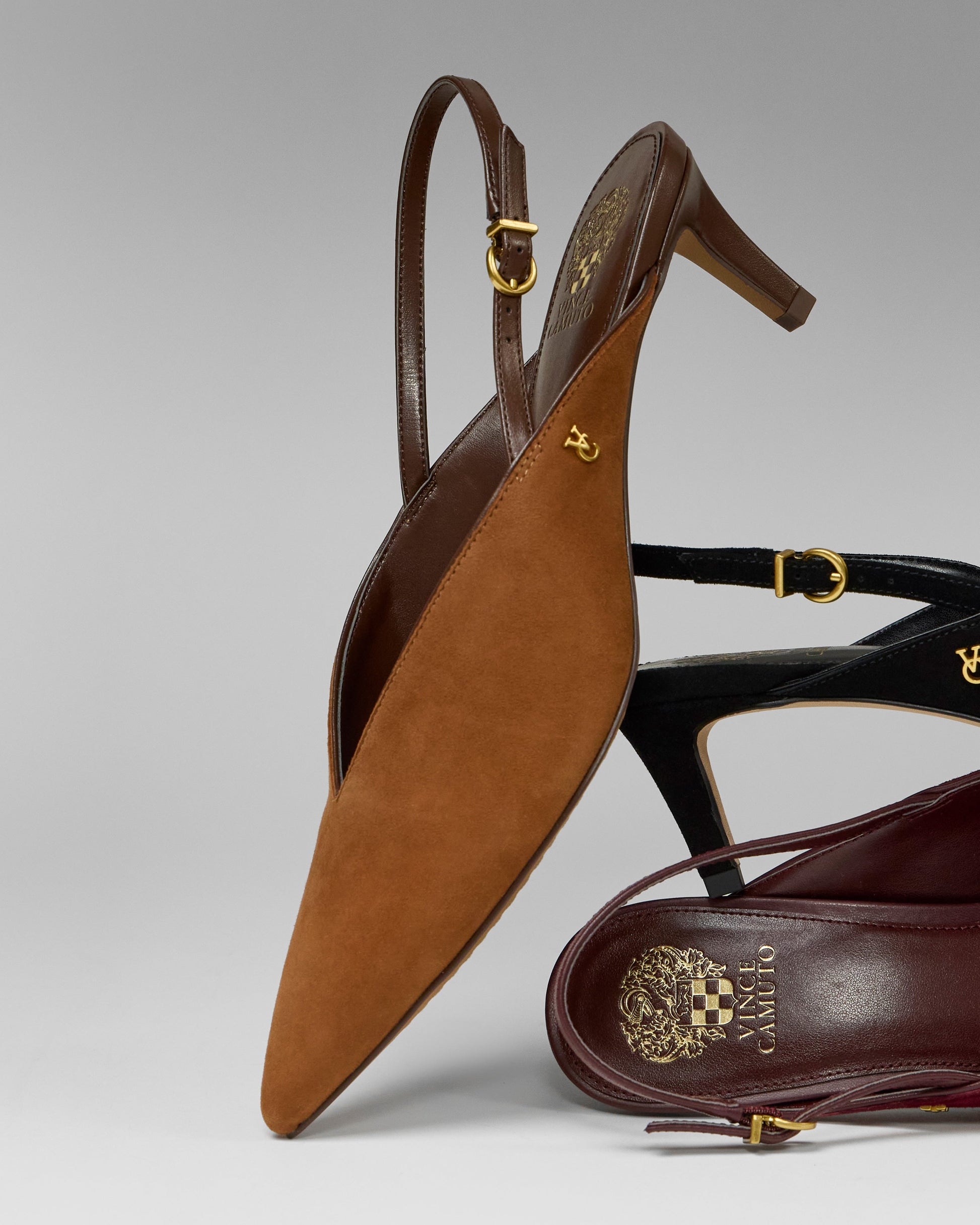 Vince Camuto Kylien Kitten Heel Pump Burnt Sugar\/Cafe Mocha Suede