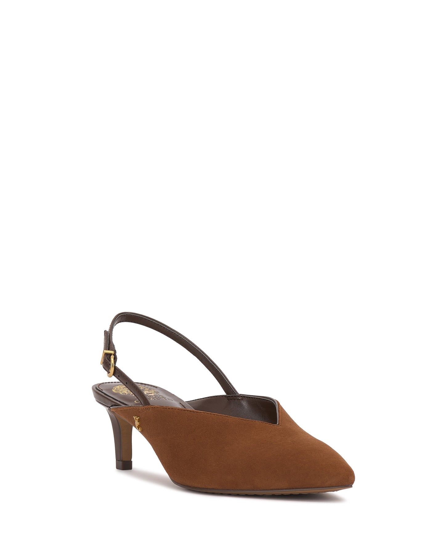 Vince Camuto Kylien Kitten Heel Pump Burnt Sugar\/Cafe Mocha Suede
