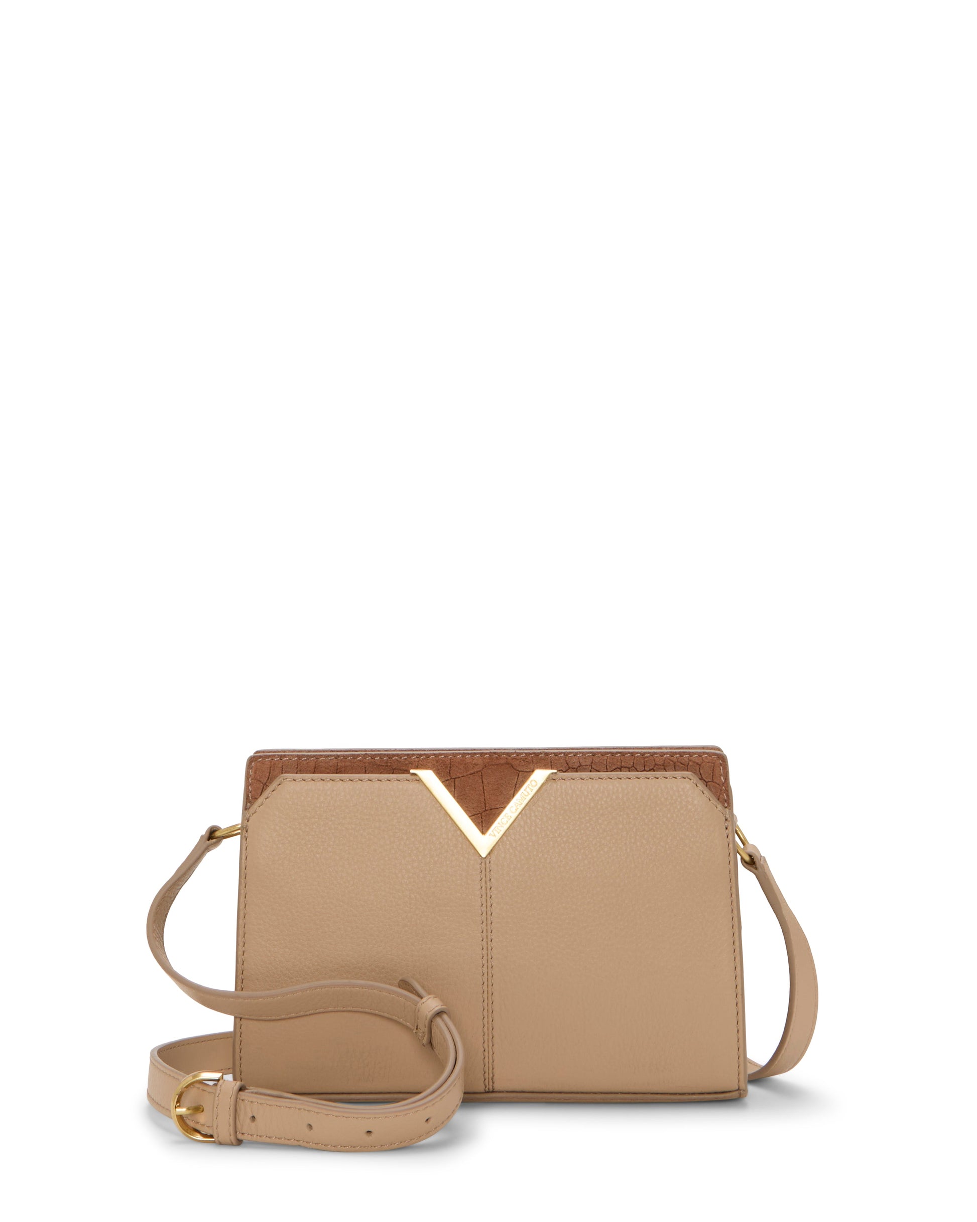 Vince Camuto Tasha Crossbody Bag Cappuccino/Cognac Leather