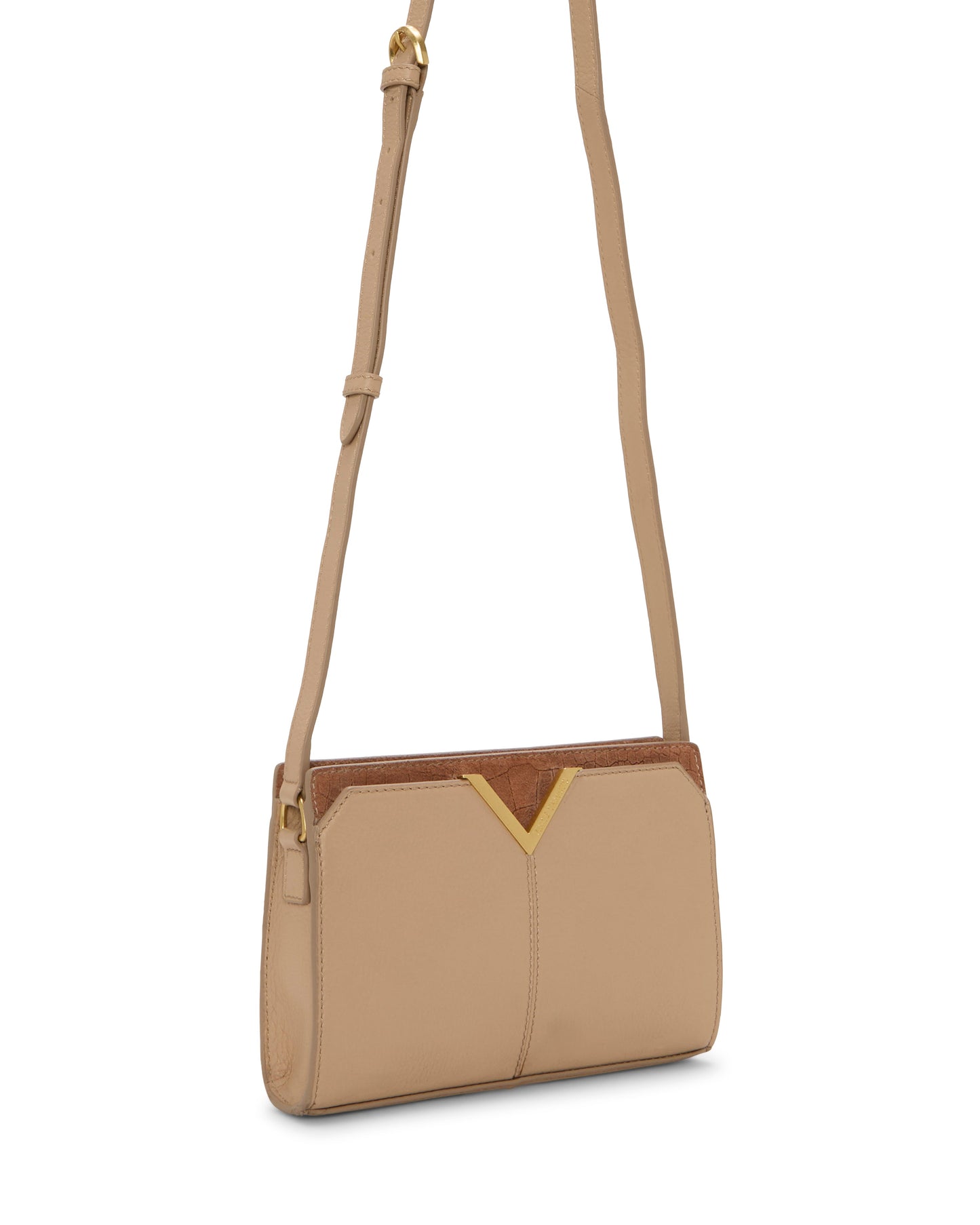Vince Camuto Tasha Crossbody Bag Cappuccino/Cognac Leather