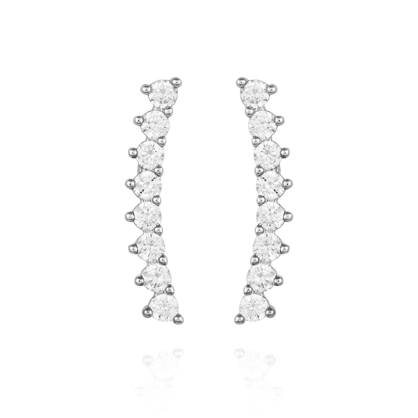 Vince Camuto Cubic Zirconia Climber Earrings Silver Tone