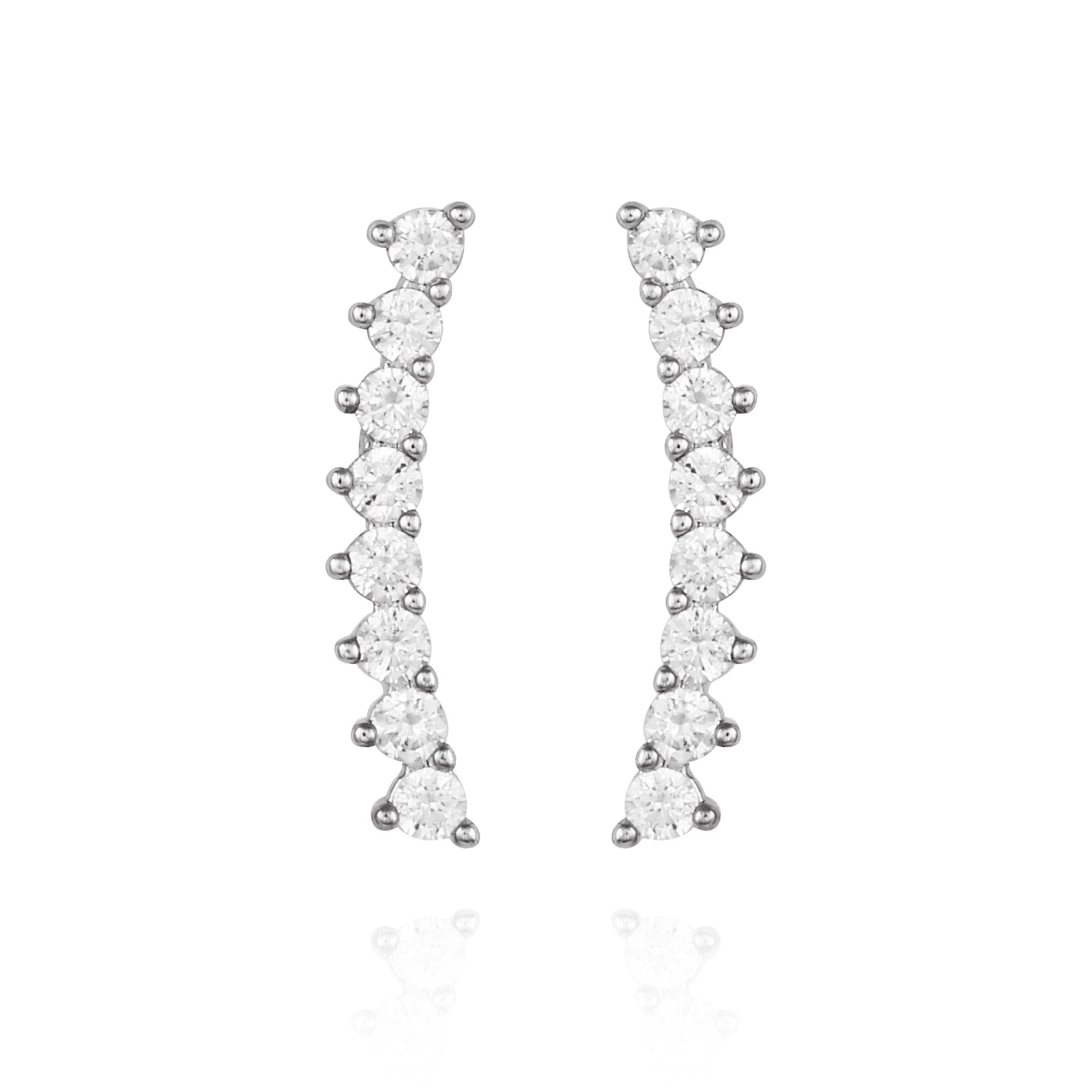 Vince Camuto Cubic Zirconia Climber Earrings Silver Tone