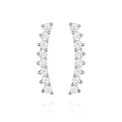 Vince Camuto Cubic Zirconia Climber Earrings Silver Tone