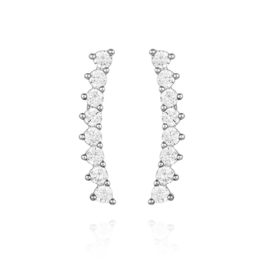 Vince Camuto Cubic Zirconia Climber Earrings Silver Tone