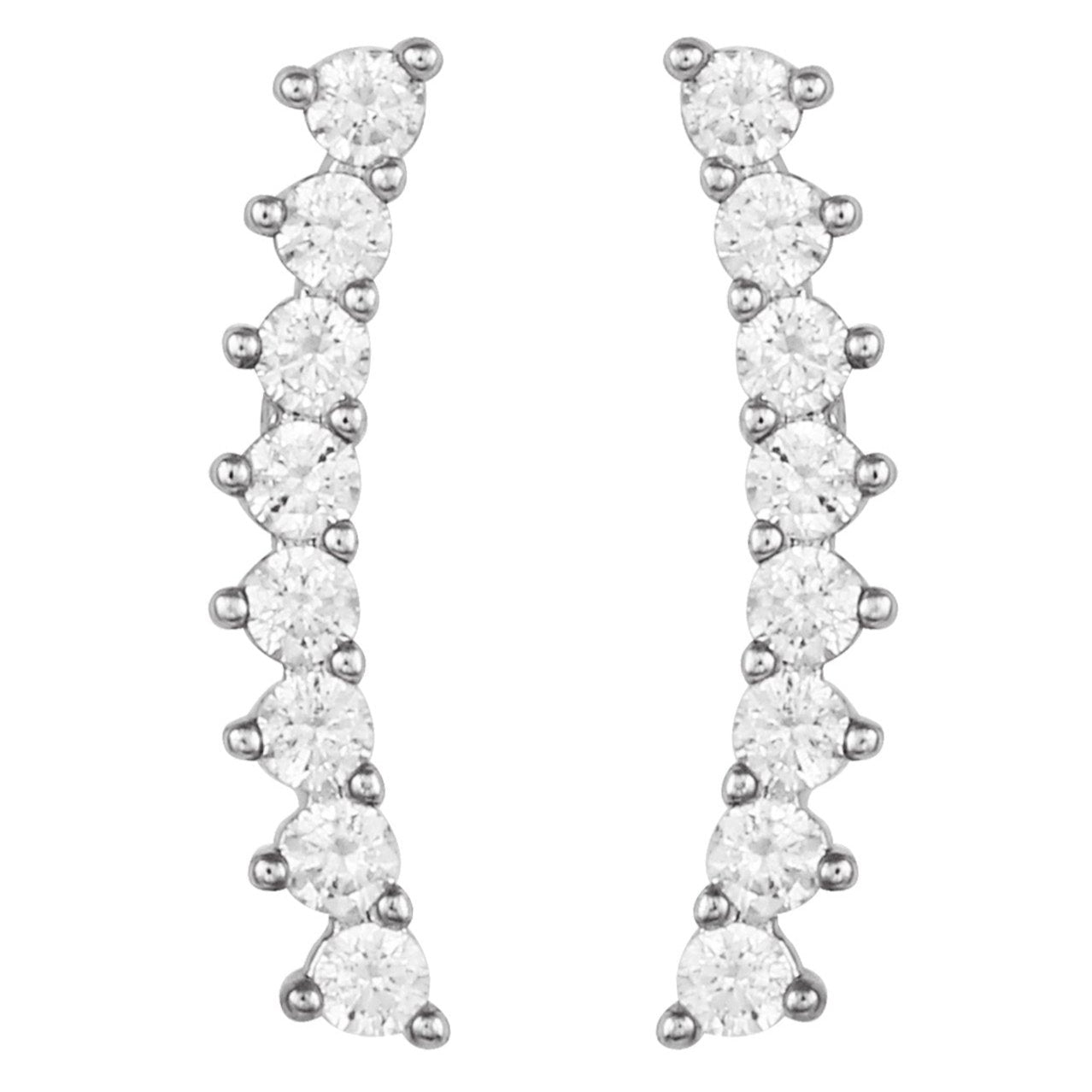 Vince Camuto Cubic Zirconia Climber Earrings Silver Tone