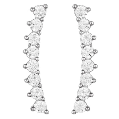 Vince Camuto Cubic Zirconia Climber Earrings Silver Tone